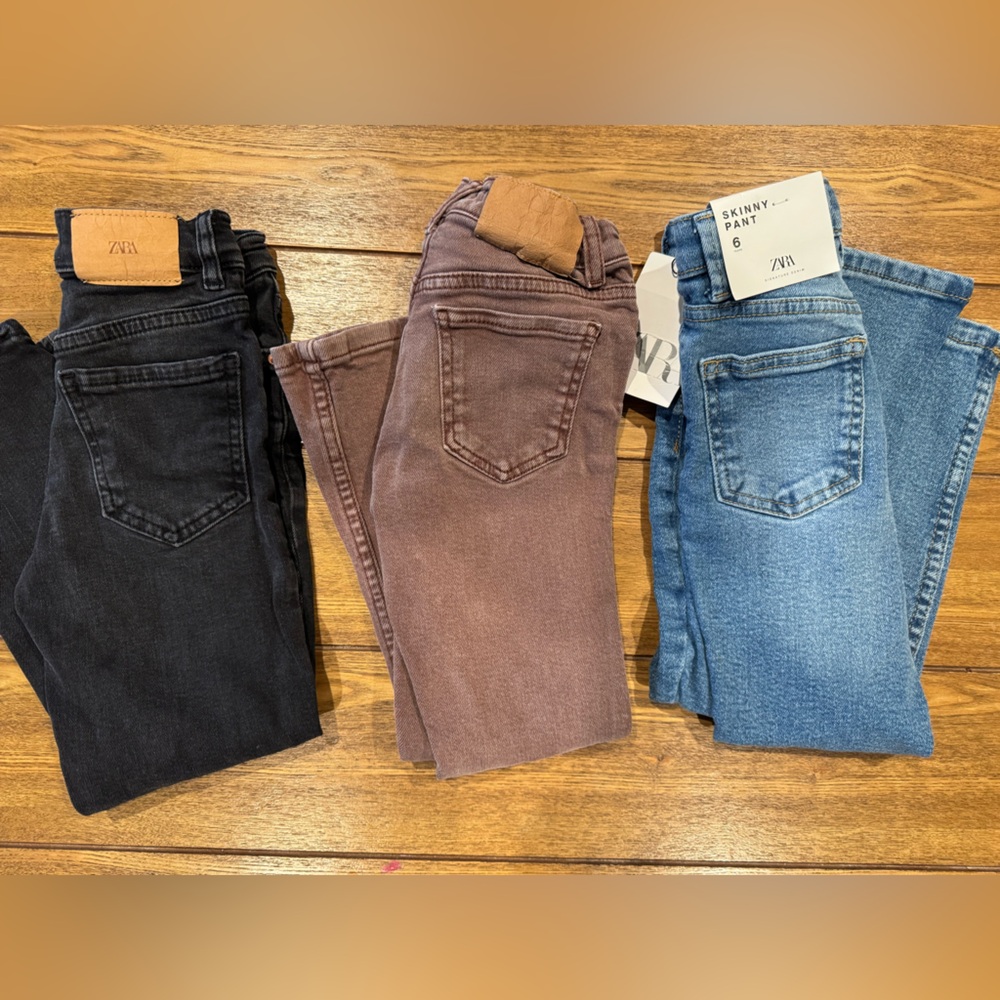 Zara jeans girls skinny straight flare black brown blue denim 6 bundle lot